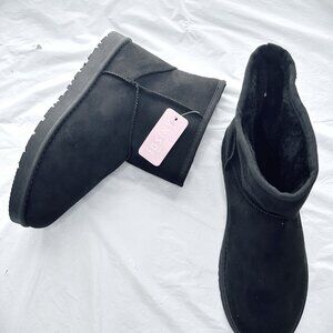 Josiny Ankle High Black Snow Boots Fur Lined Women's Size 9   NWT